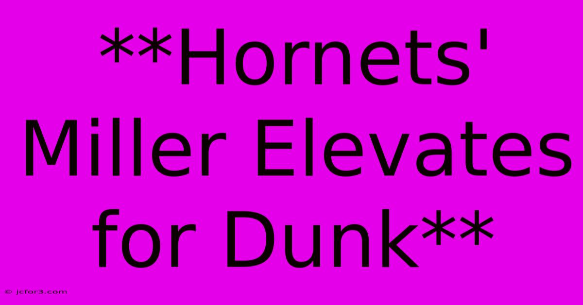 **Hornets' Miller Elevates For Dunk**