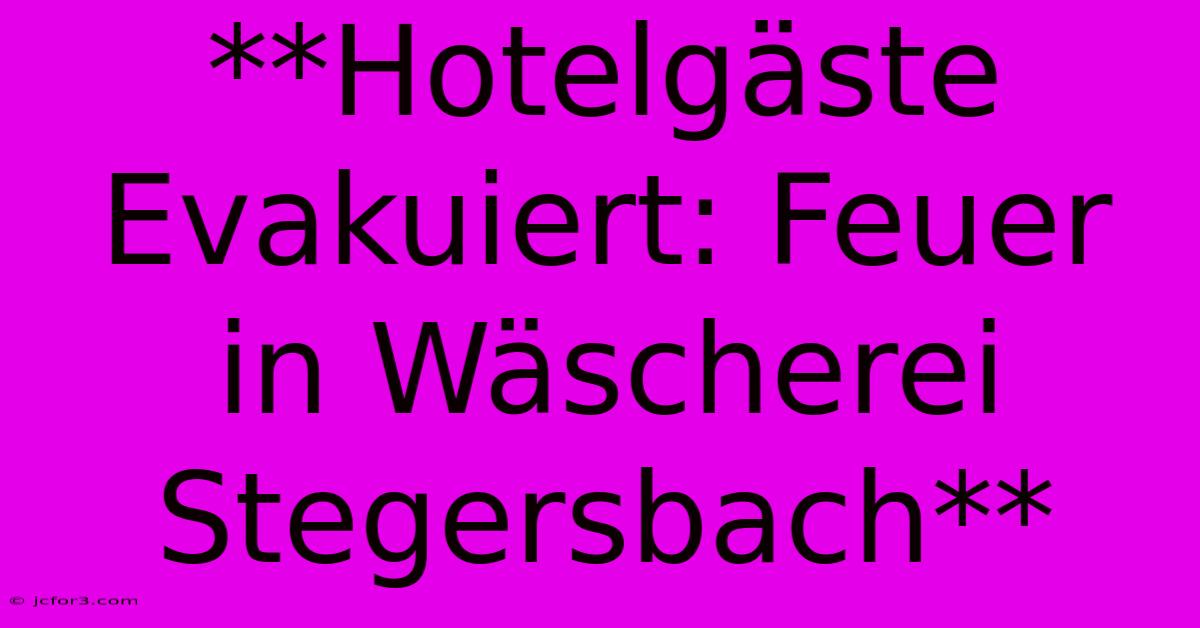 **Hotelgäste Evakuiert: Feuer In Wäscherei Stegersbach** 