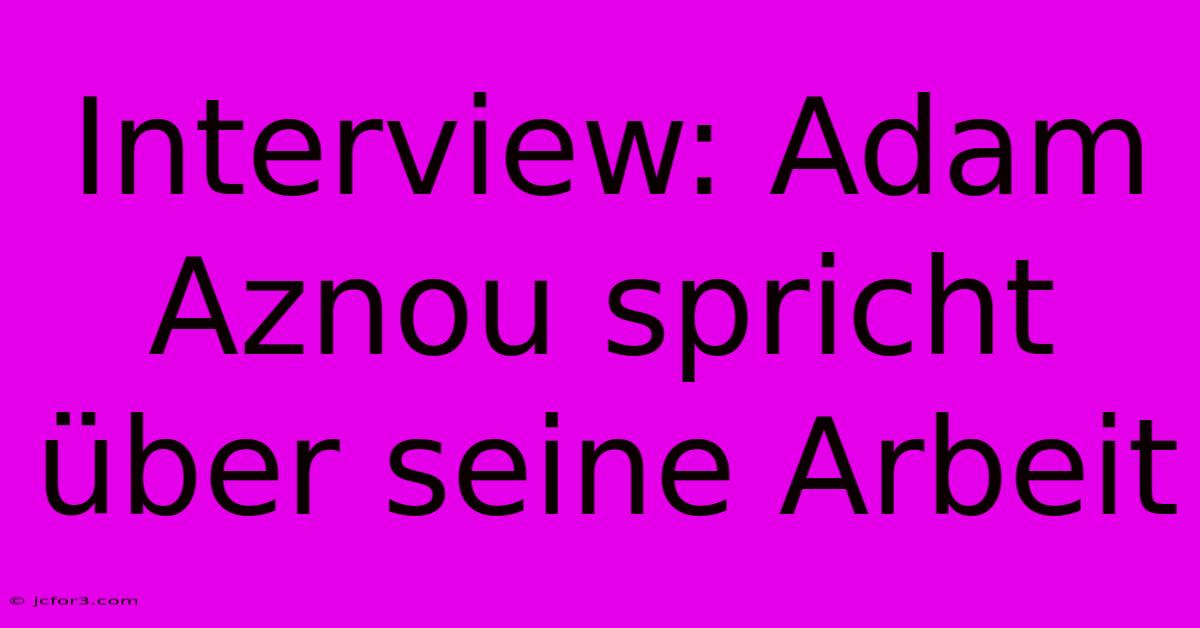 Interview: Adam Aznou Spricht Über Seine Arbeit 