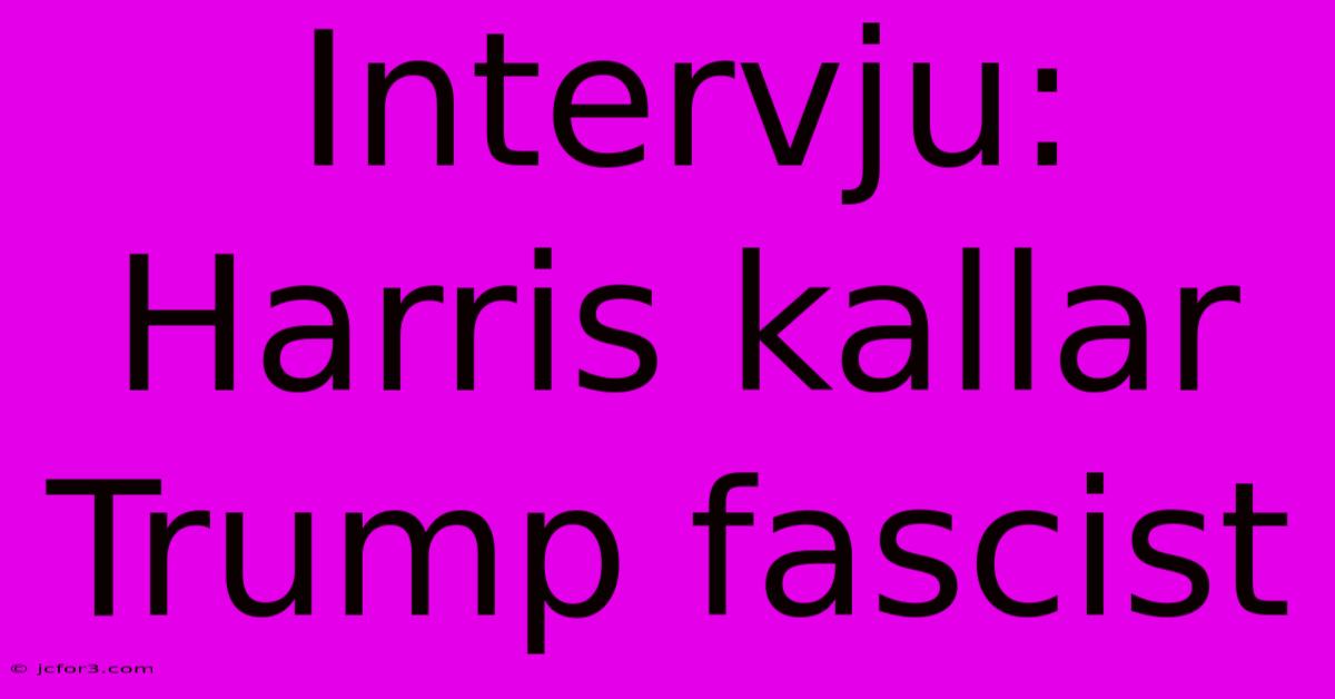 Intervju: Harris Kallar Trump Fascist