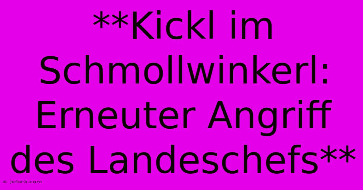 **Kickl Im Schmollwinkerl: Erneuter Angriff Des Landeschefs**