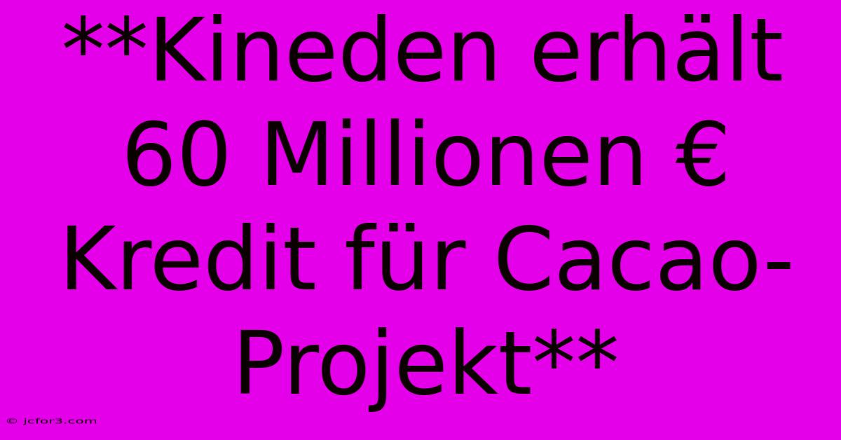 **Kineden Erhält 60 Millionen € Kredit Für Cacao-Projekt** 