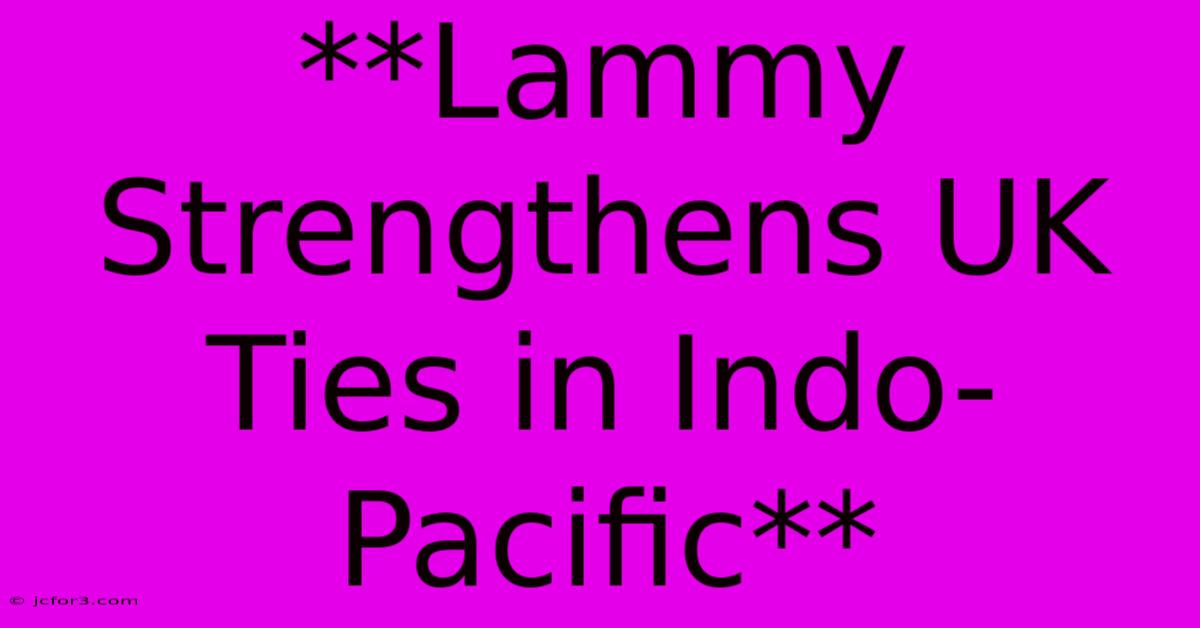 **Lammy Strengthens UK Ties In Indo-Pacific**