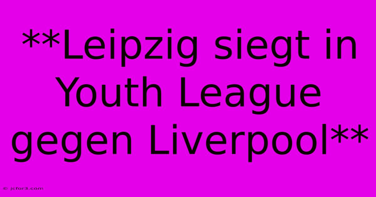 **Leipzig Siegt In Youth League Gegen Liverpool**