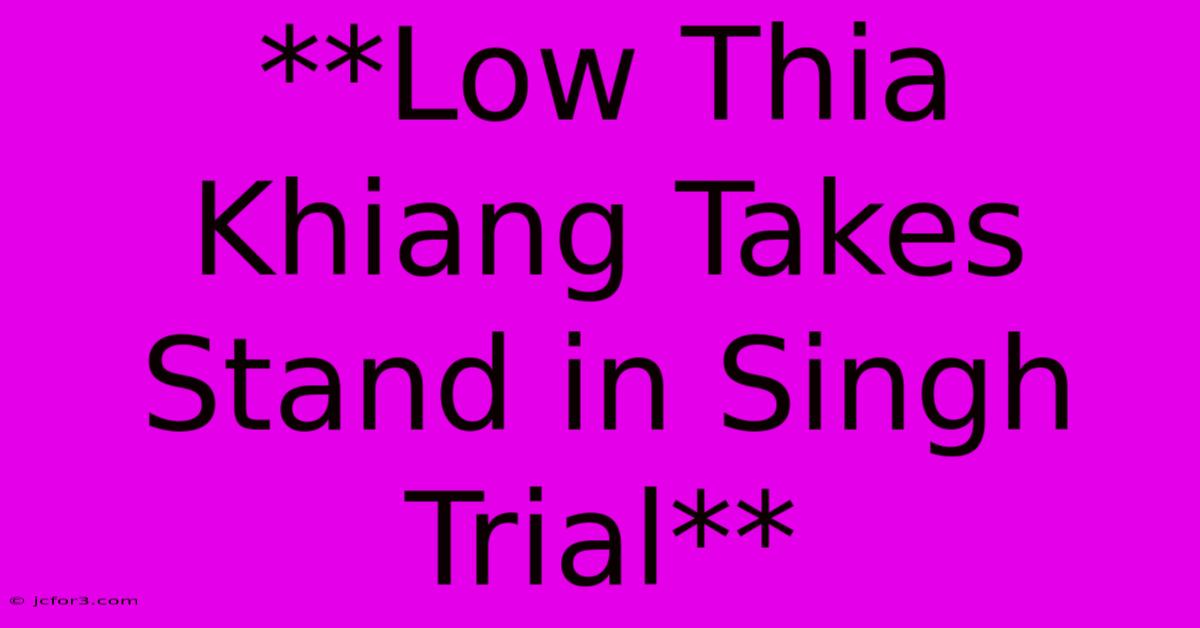 **Low Thia Khiang Takes Stand In Singh Trial**