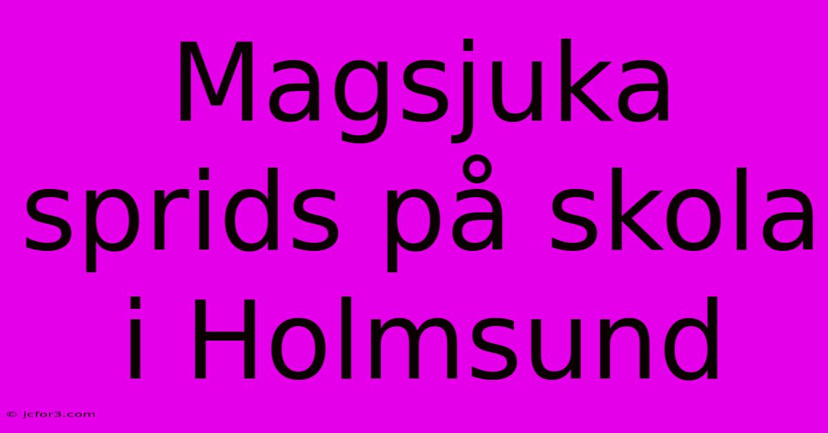 Magsjuka Sprids På Skola I Holmsund