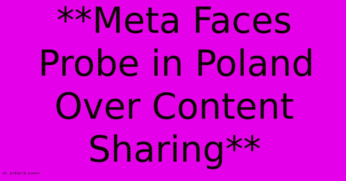 **Meta Faces Probe In Poland Over Content Sharing**