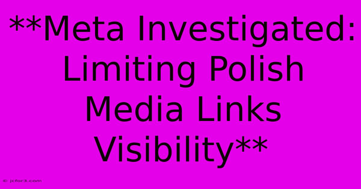 **Meta Investigated: Limiting Polish Media Links Visibility** 