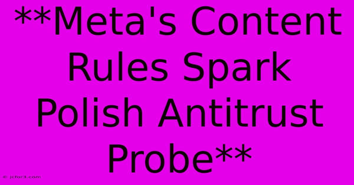 **Meta's Content Rules Spark Polish Antitrust Probe**