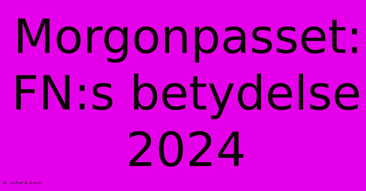 Morgonpasset: FN:s Betydelse 2024