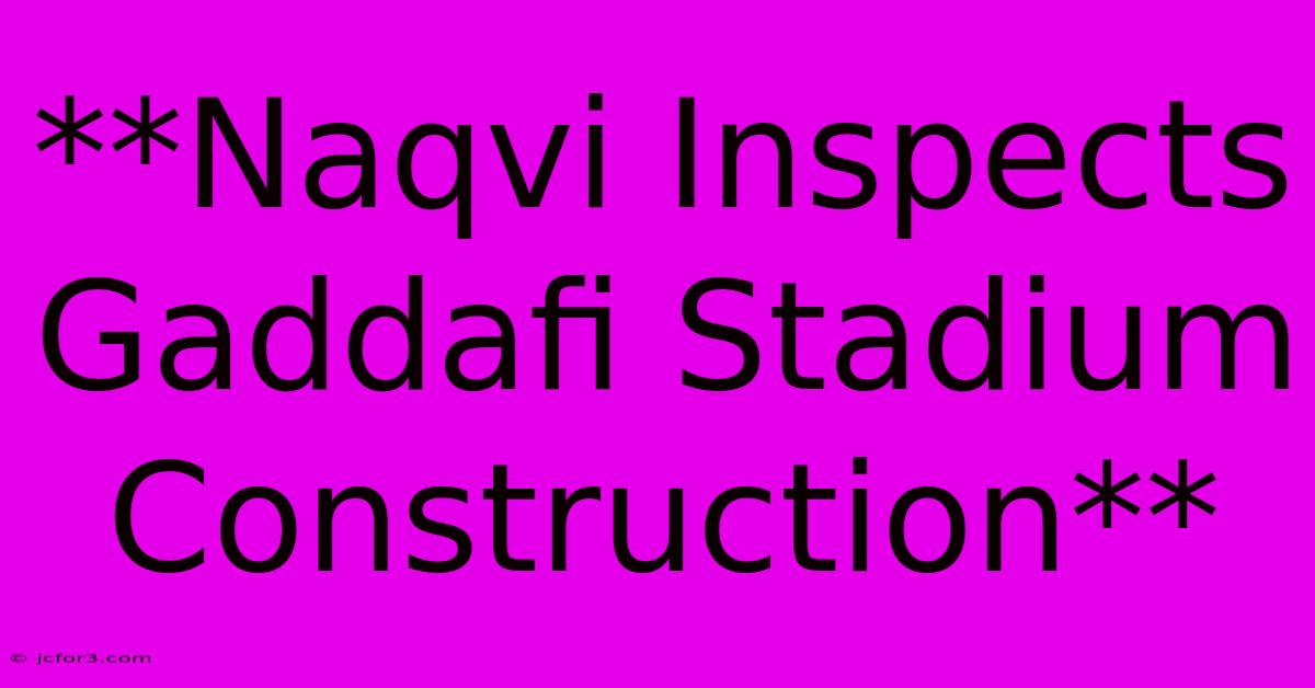 **Naqvi Inspects Gaddafi Stadium Construction** 