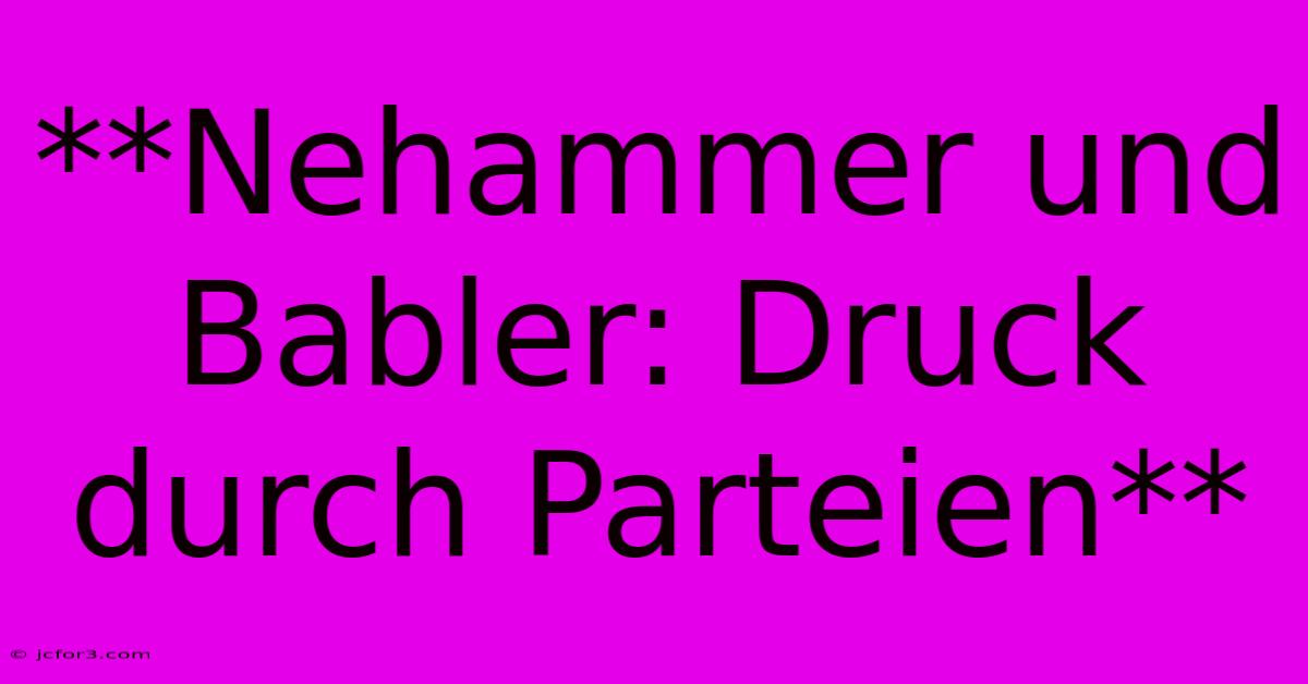 **Nehammer Und Babler: Druck Durch Parteien**