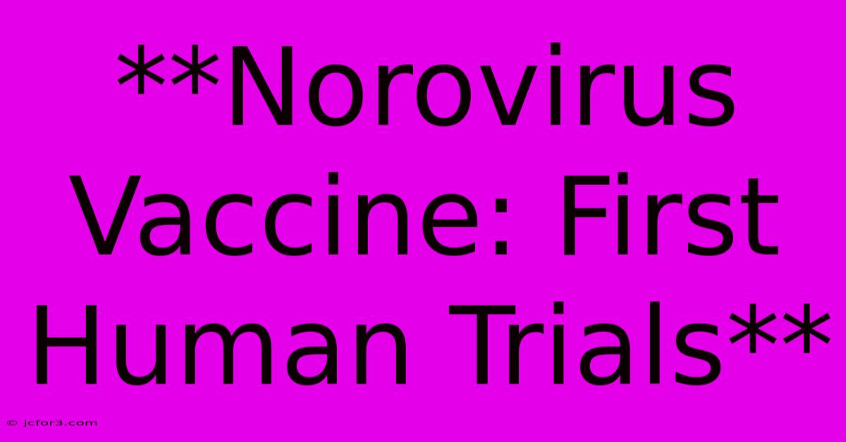 **Norovirus Vaccine: First Human Trials** 