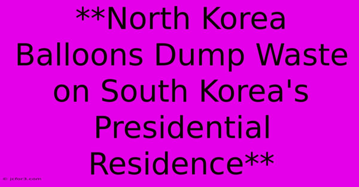 **North Korea Balloons Dump Waste On South Korea's Presidential Residence**