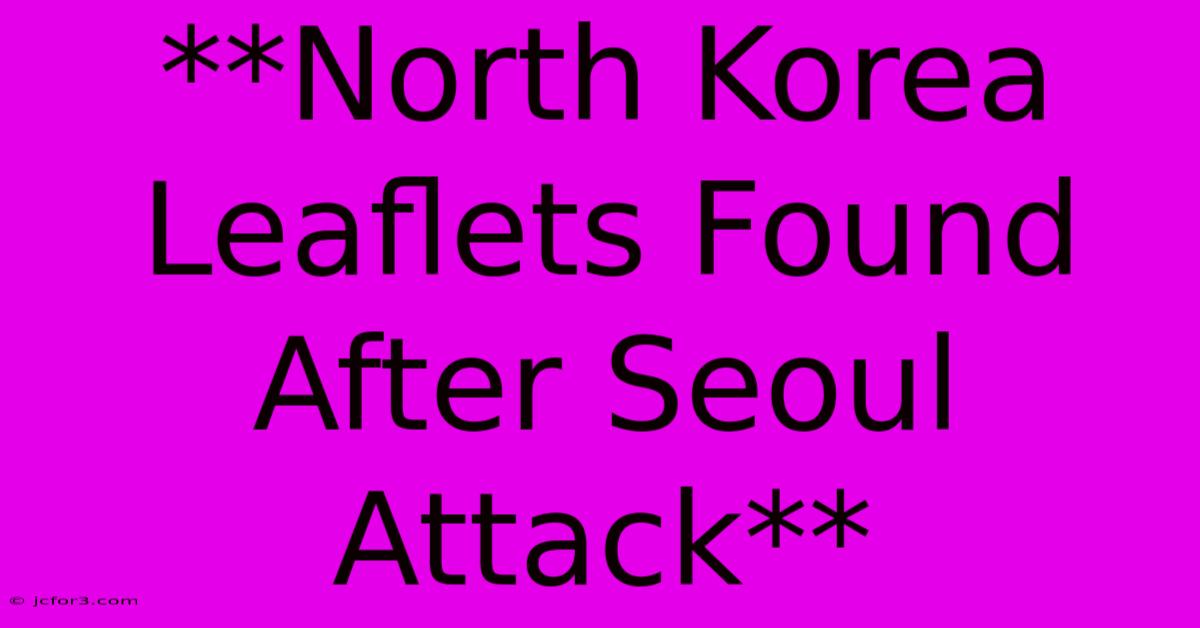 **North Korea Leaflets Found After Seoul Attack**