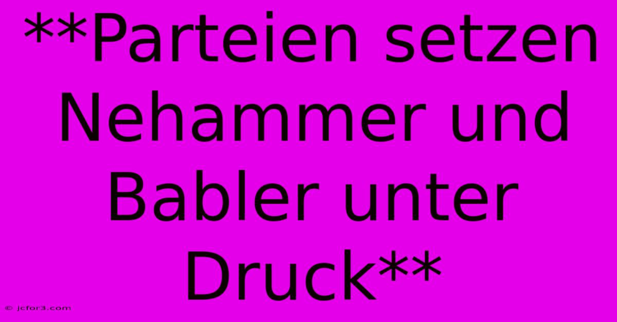 **Parteien Setzen Nehammer Und Babler Unter Druck**