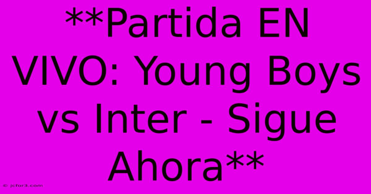 **Partida EN VIVO: Young Boys Vs Inter - Sigue Ahora** 