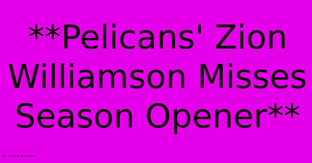 **Pelicans' Zion Williamson Misses Season Opener**