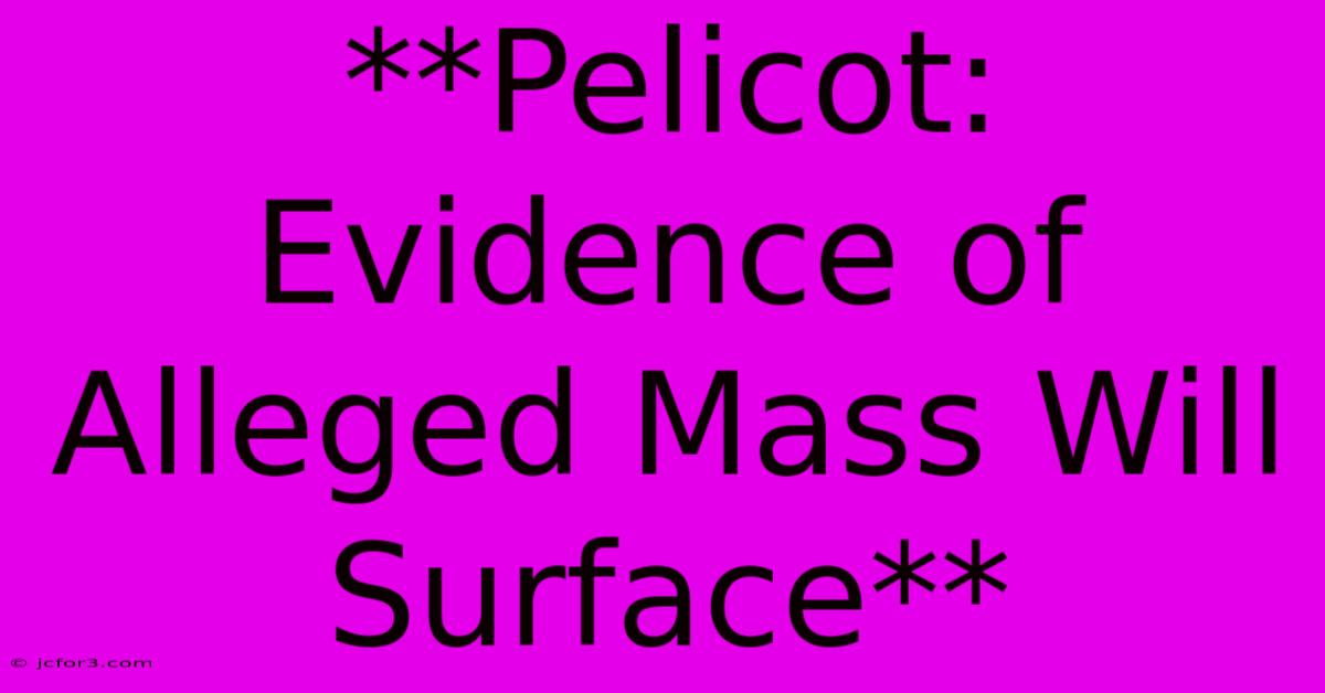 **Pelicot: Evidence Of Alleged Mass Will Surface** 