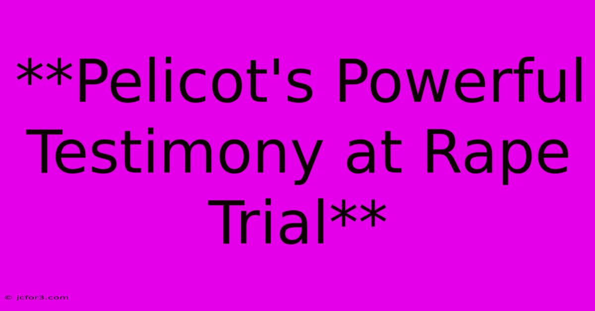 **Pelicot's Powerful Testimony At Rape Trial** 