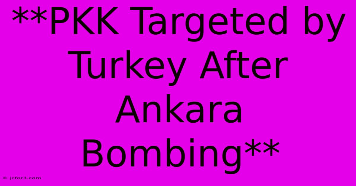 **PKK Targeted By Turkey After Ankara Bombing**