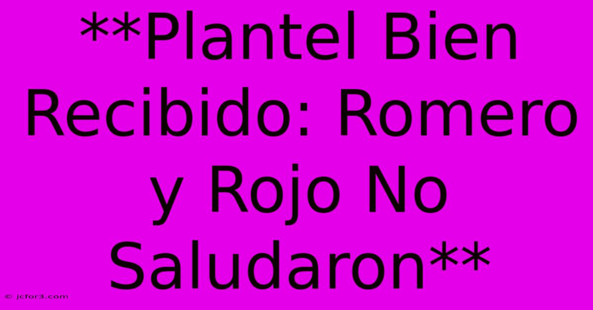 **Plantel Bien Recibido: Romero Y Rojo No Saludaron**