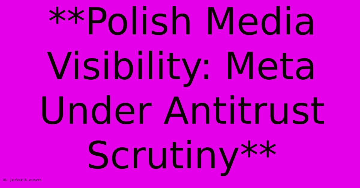 **Polish Media Visibility: Meta Under Antitrust Scrutiny**