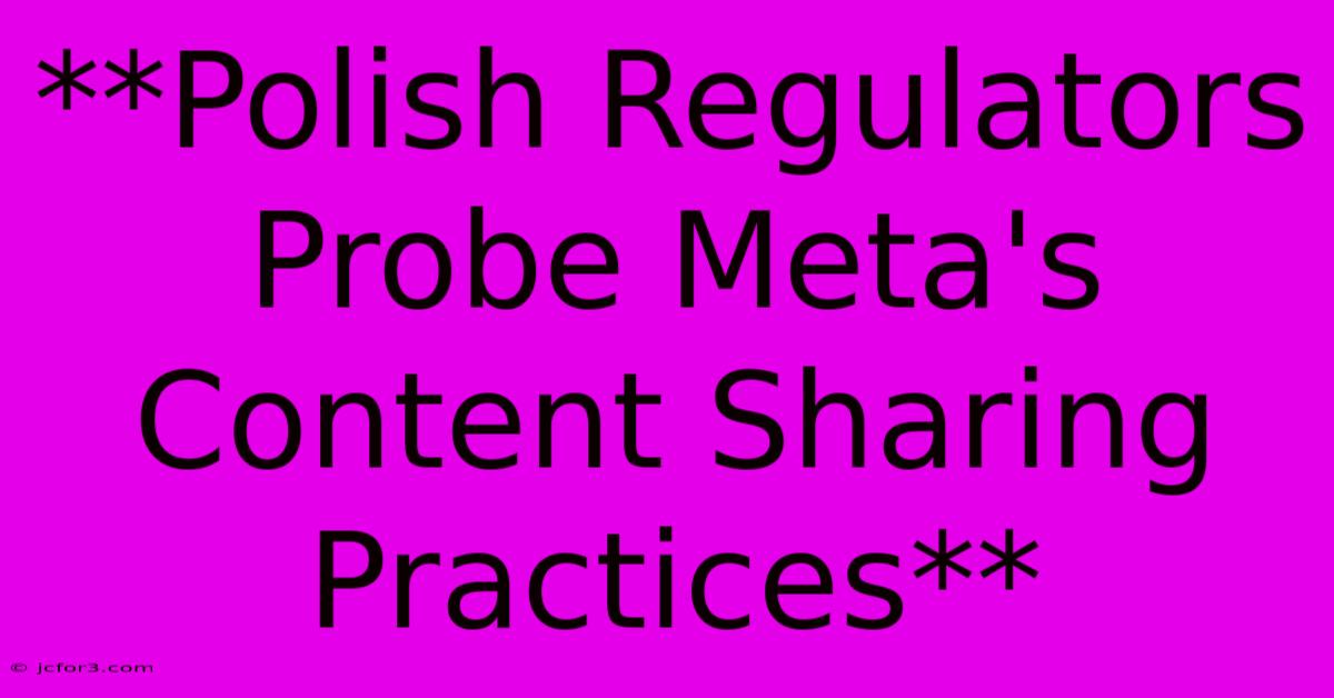 **Polish Regulators Probe Meta's Content Sharing Practices**