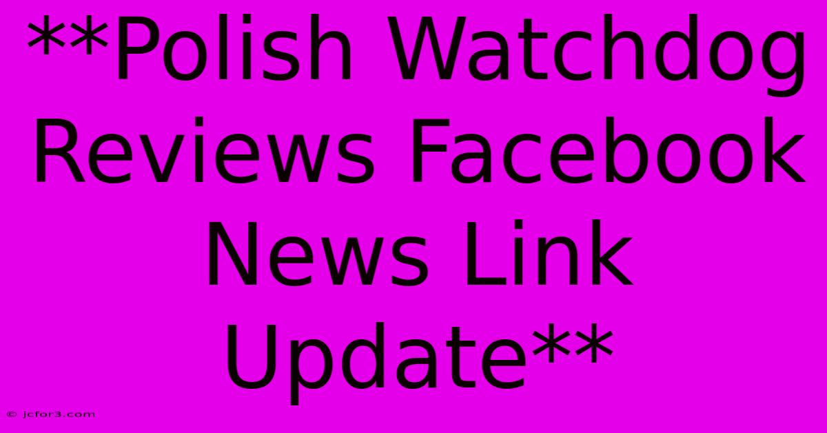 **Polish Watchdog Reviews Facebook News Link Update** 