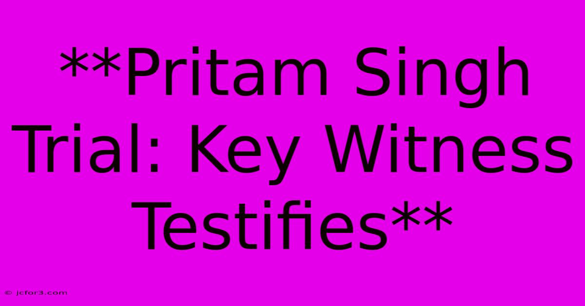 **Pritam Singh Trial: Key Witness Testifies** 