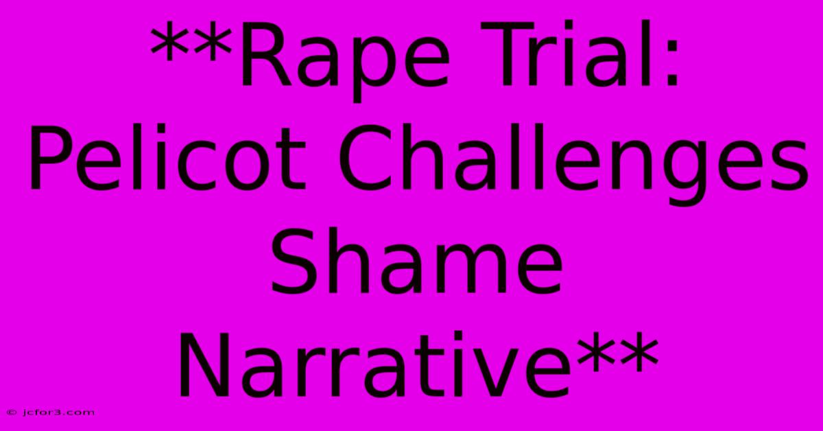 **Rape Trial: Pelicot Challenges Shame Narrative**