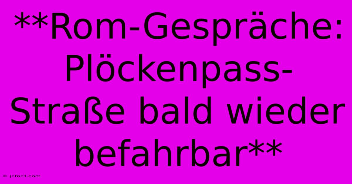 **Rom-Gespräche: Plöckenpass-Straße Bald Wieder Befahrbar**