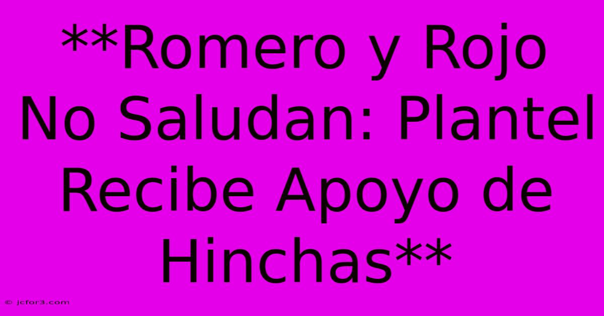 **Romero Y Rojo No Saludan: Plantel Recibe Apoyo De Hinchas**