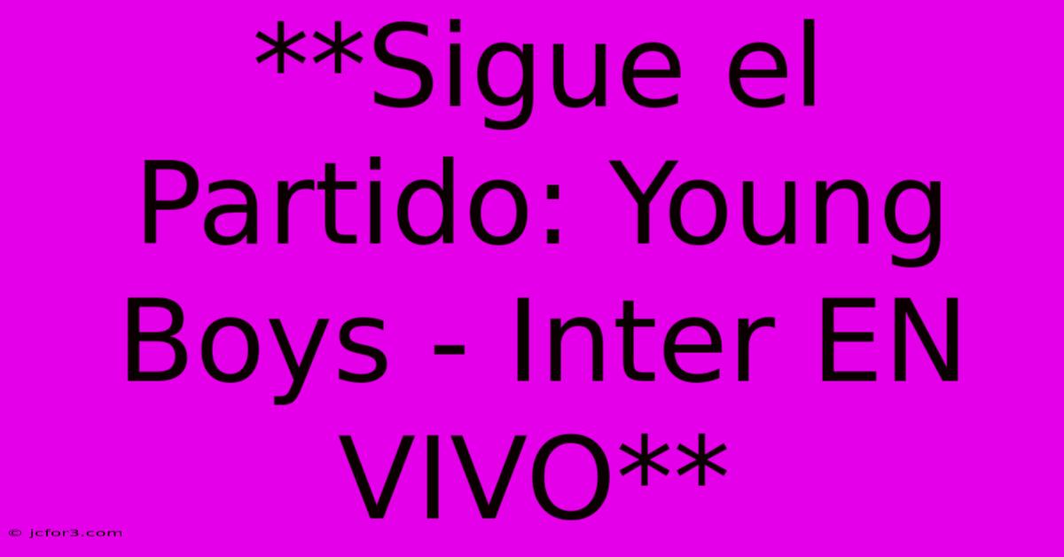 **Sigue El Partido: Young Boys - Inter EN VIVO**