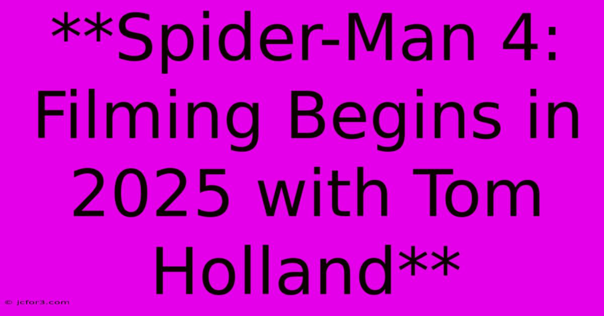 **Spider-Man 4: Filming Begins In 2025 With Tom Holland**