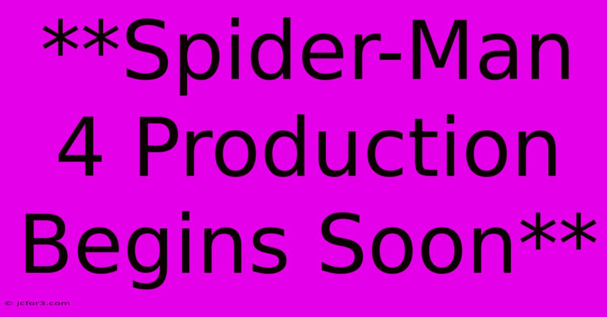 **Spider-Man 4 Production Begins Soon** 