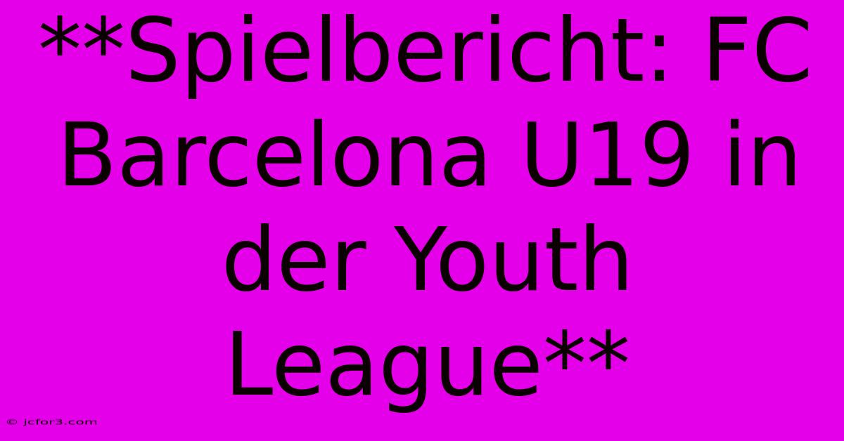 **Spielbericht: FC Barcelona U19 In Der Youth League**