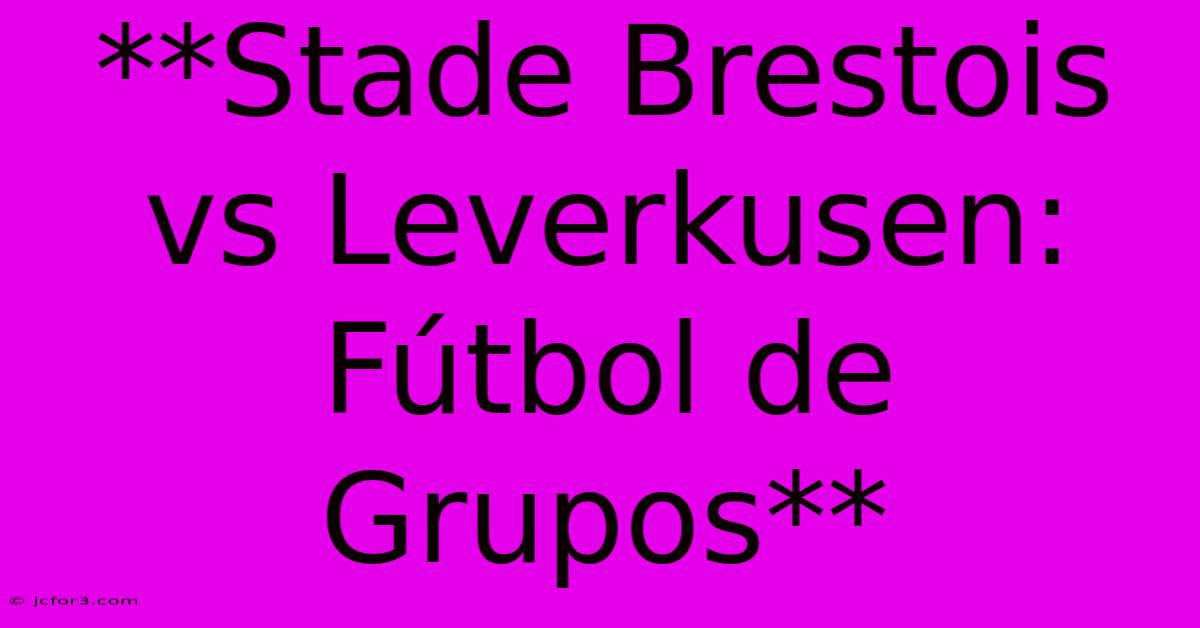 **Stade Brestois Vs Leverkusen: Fútbol De Grupos**