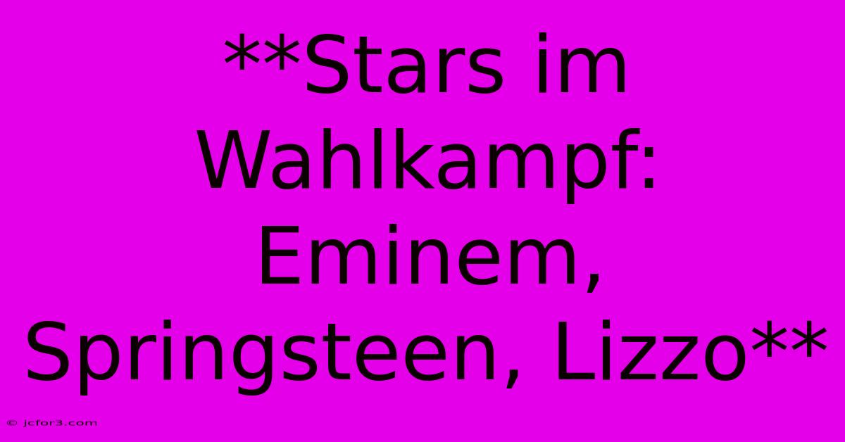 **Stars Im Wahlkampf: Eminem, Springsteen, Lizzo**