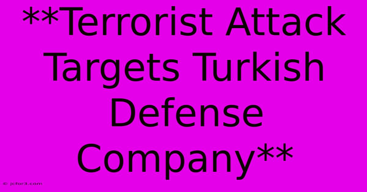 **Terrorist Attack Targets Turkish Defense Company**