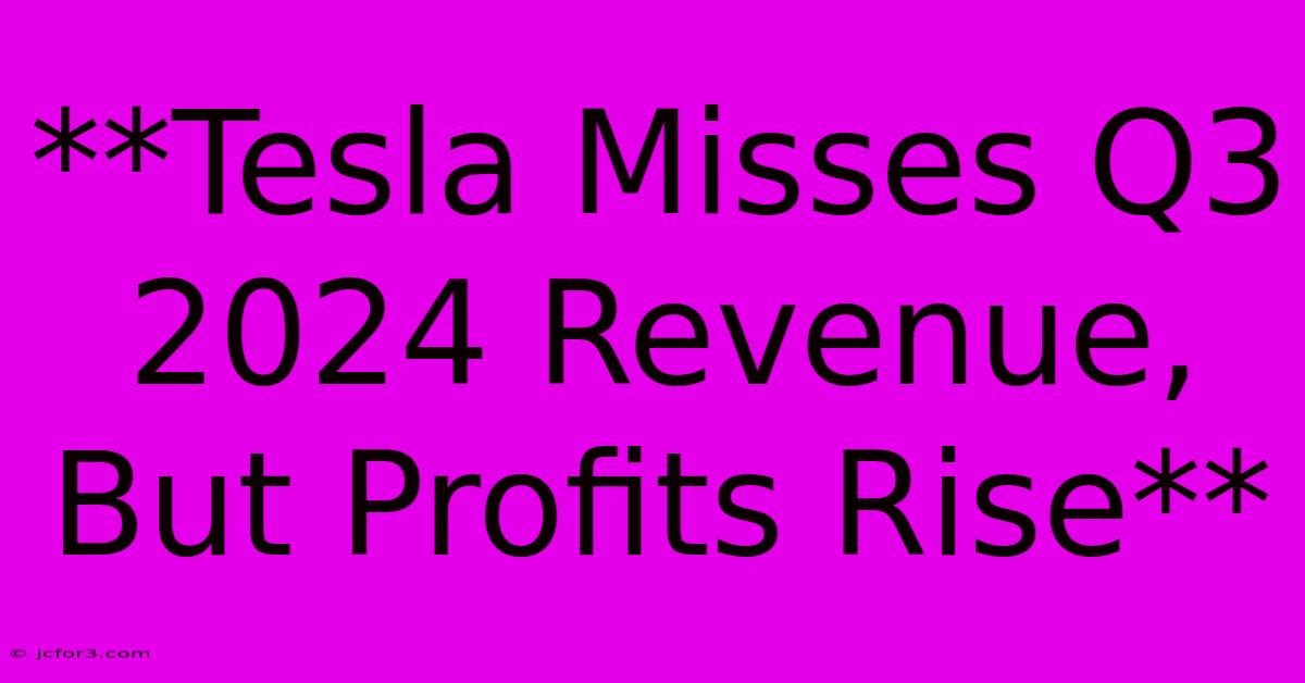 **Tesla Misses Q3 2024 Revenue, But Profits Rise**