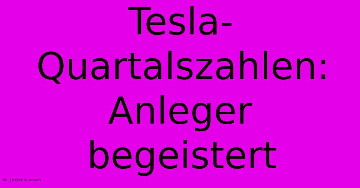 Tesla-Quartalszahlen: Anleger Begeistert