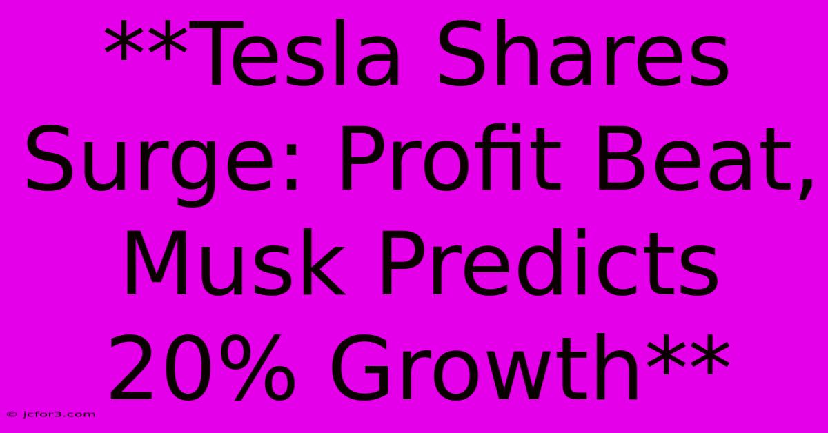 **Tesla Shares Surge: Profit Beat, Musk Predicts 20% Growth**