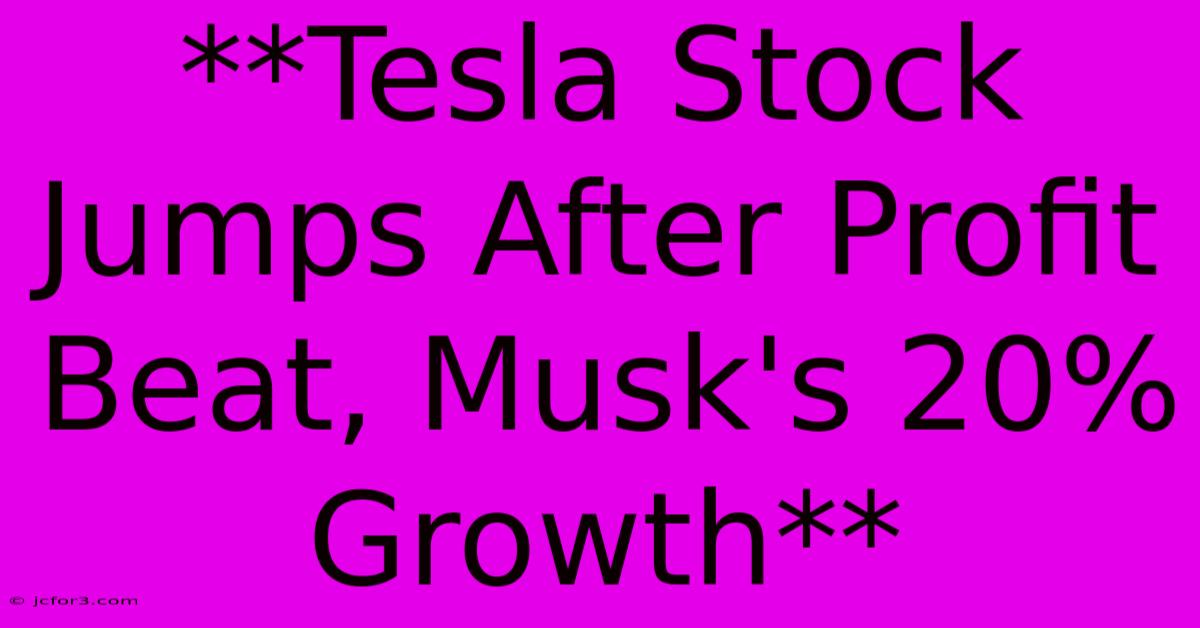 **Tesla Stock Jumps After Profit Beat, Musk's 20% Growth**