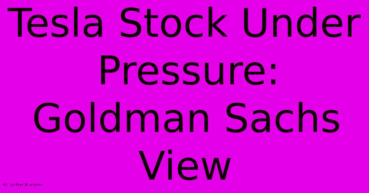 Tesla Stock Under Pressure: Goldman Sachs View