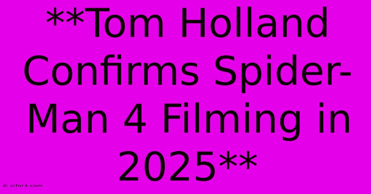 **Tom Holland Confirms Spider-Man 4 Filming In 2025**