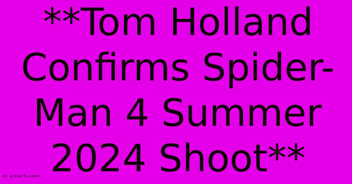 **Tom Holland Confirms Spider-Man 4 Summer 2024 Shoot**