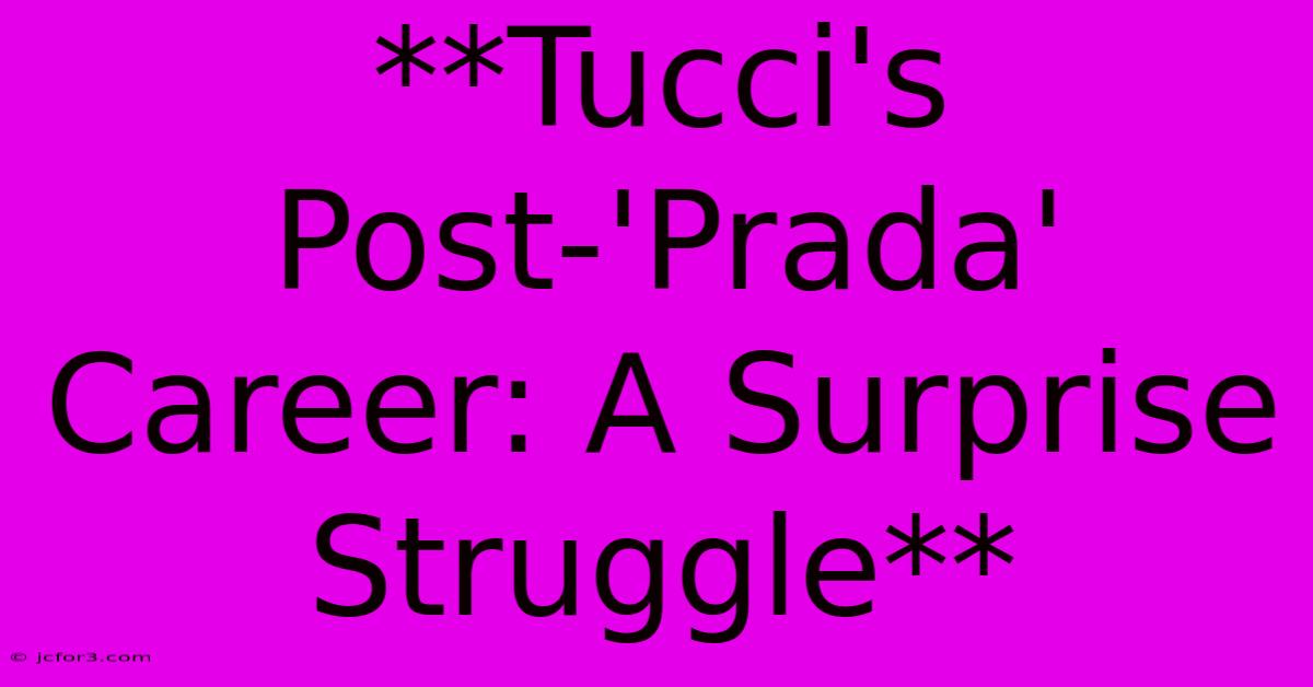 **Tucci's Post-'Prada' Career: A Surprise Struggle** 