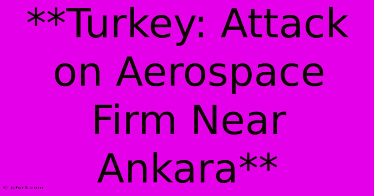 **Turkey: Attack On Aerospace Firm Near Ankara**