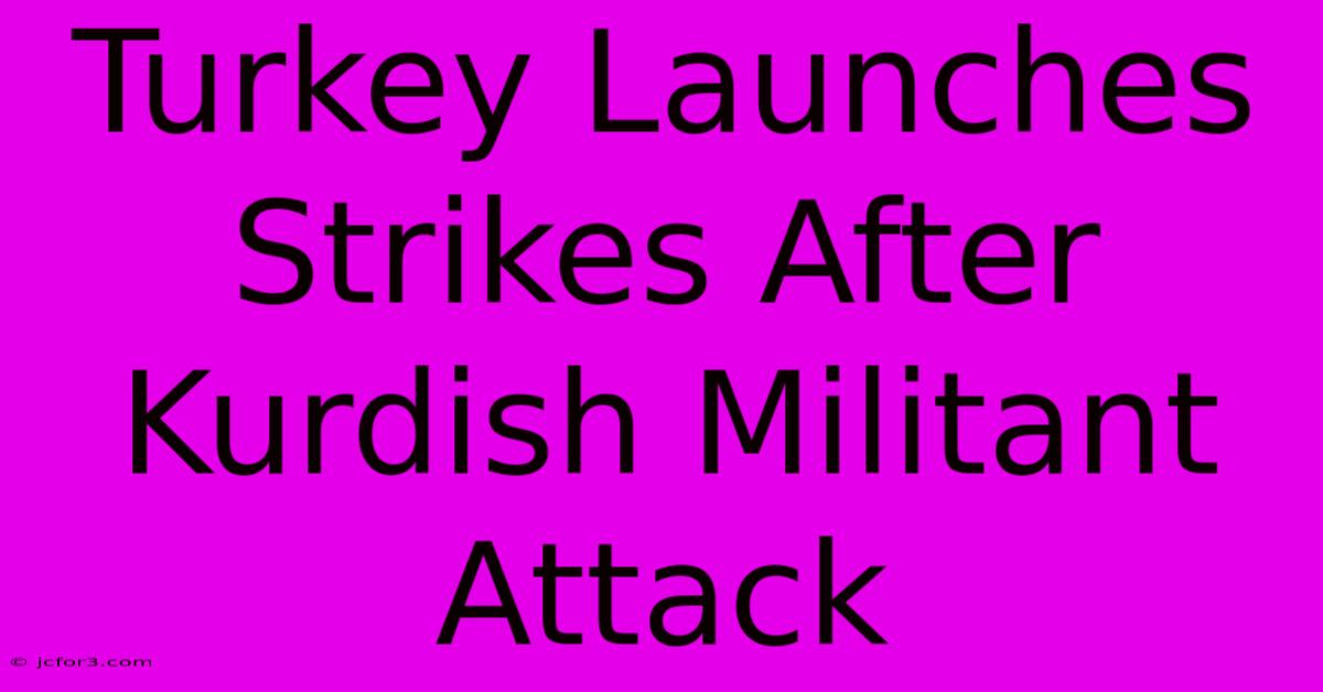 Turkey Launches Strikes After Kurdish Militant Attack